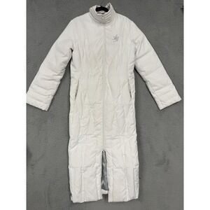 Apple Bottoms Coat Womens Medium White Long Quilted Full Zip Puffer Jacket Down